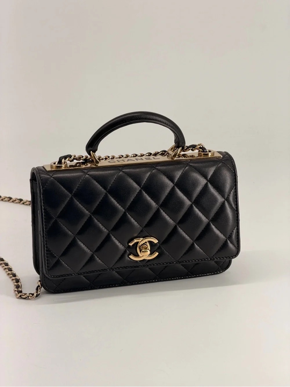 Chanel Trendy CC Wallet On Chain in Black Lambskin Learher